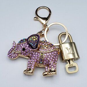 Authentic Louis Vuitton Lock & Key with Unbranded Elephant Charm, Keychain